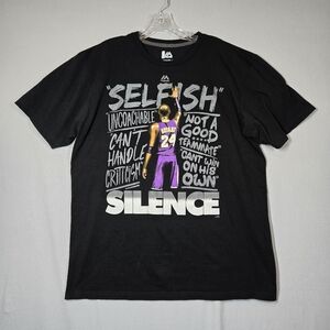 Kobe Bryant Silence Black Graphic T Shirt Men's XL Black Lakers 24 Majestic